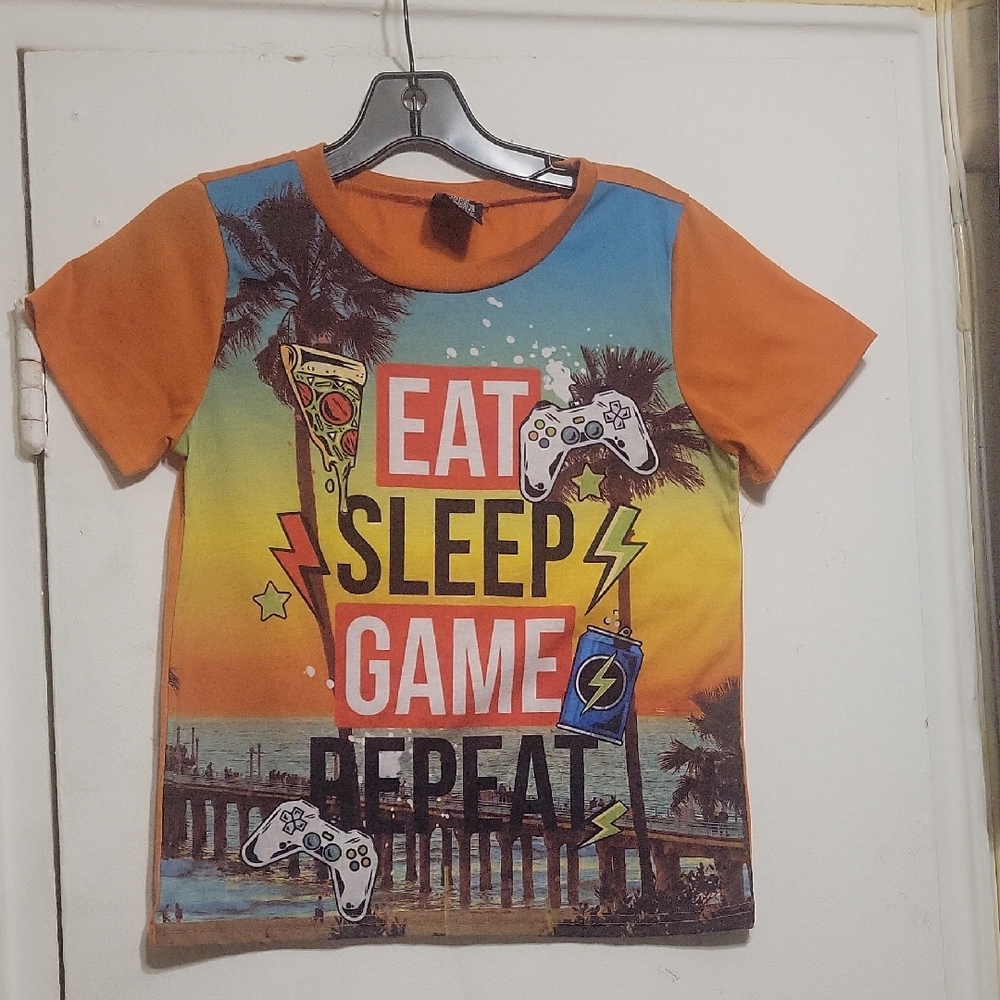 QUAD SEVEN Since 1976, Vibrant Kids Gaming Tee - Orange Multicolor SZ 12/14